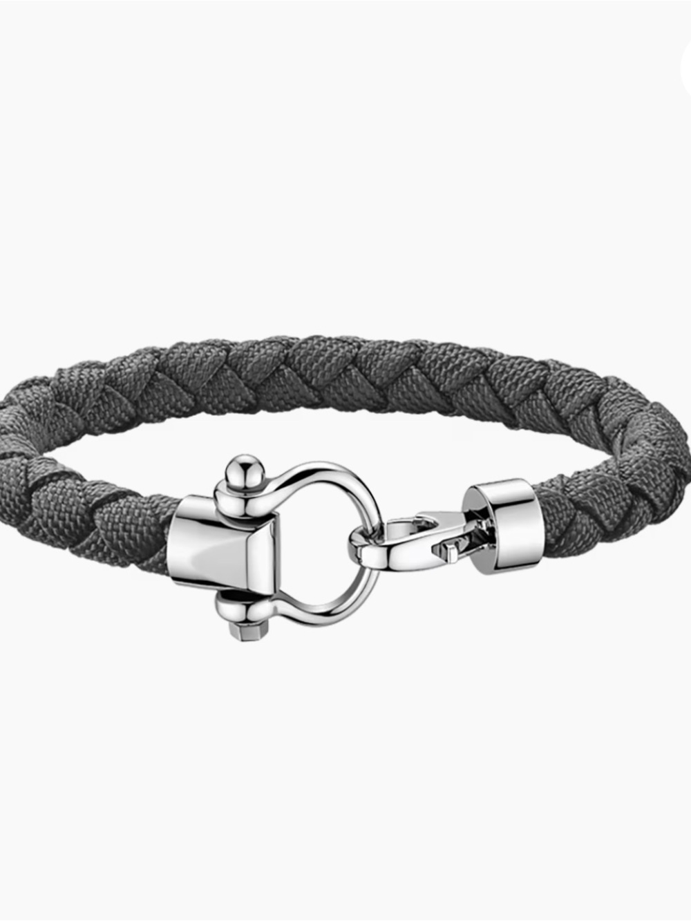 Omega Aqua Sailing Braided Nylon Bracelet in Gray with Silver Hardware